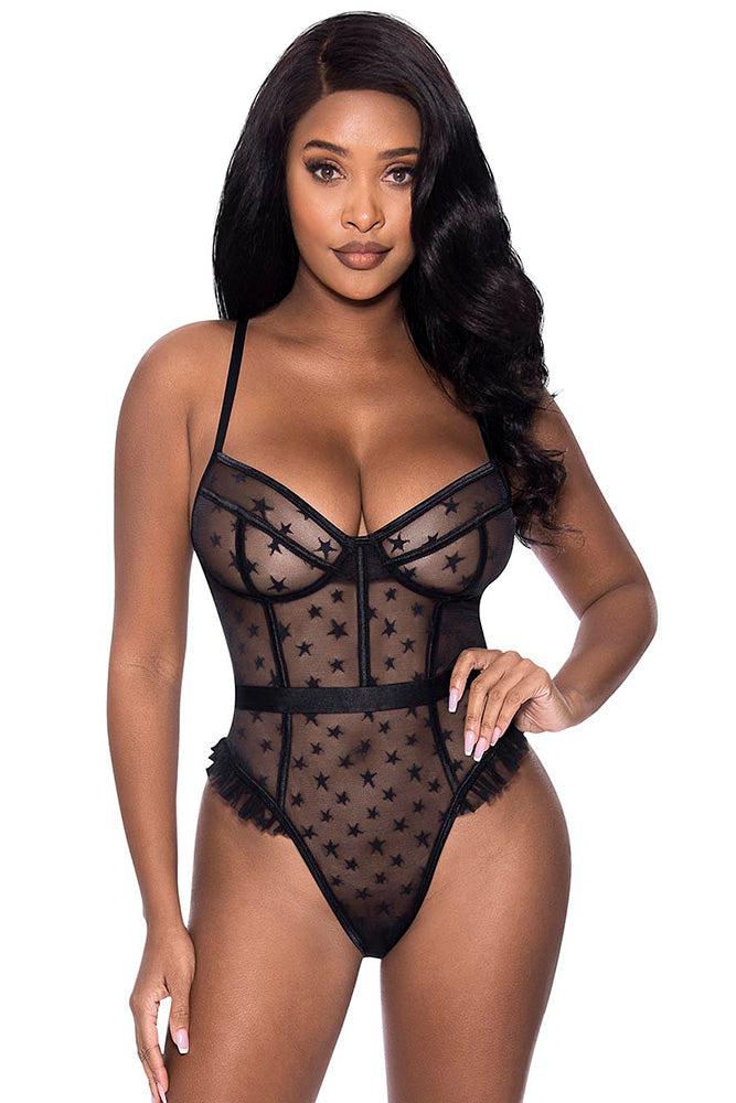 M317 High Leg Teddy w/ Snap Cotch