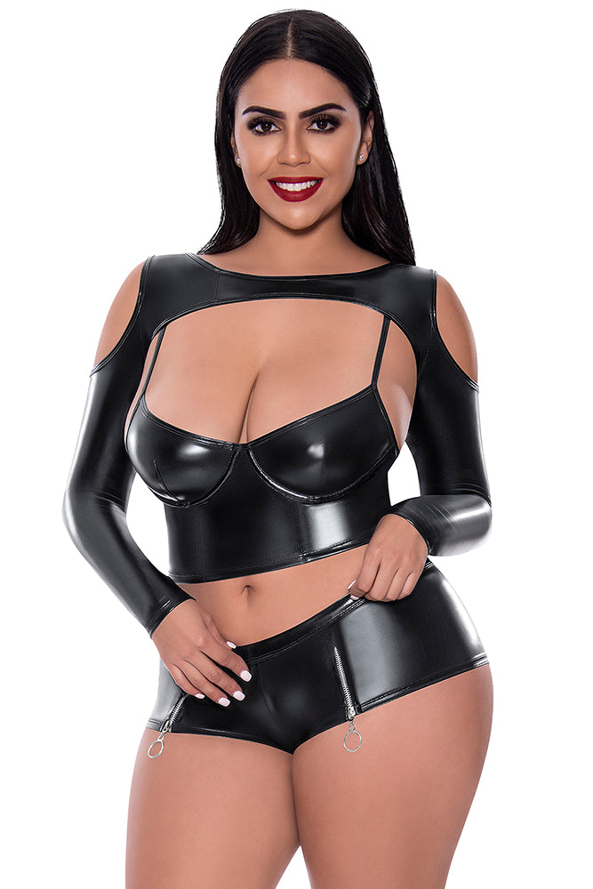 M325 Camisole, Long Sleeve Shrug & Short set