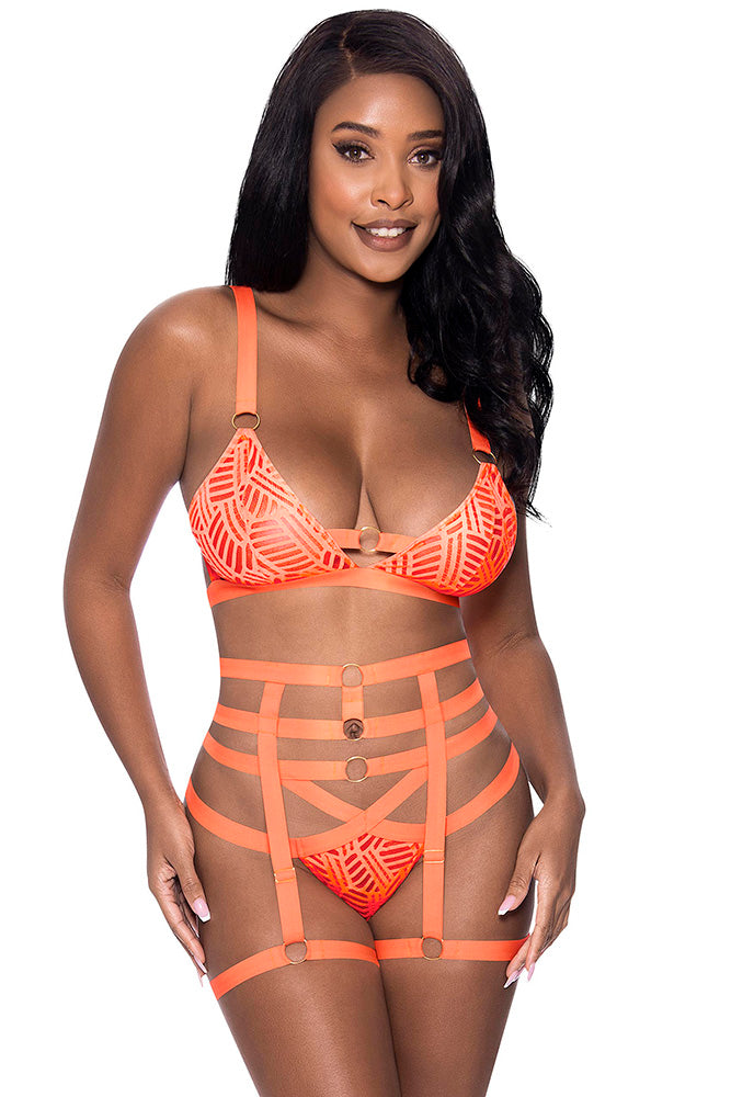 M342 Bralette, Thigh High Garter & Cheeky Panty Set