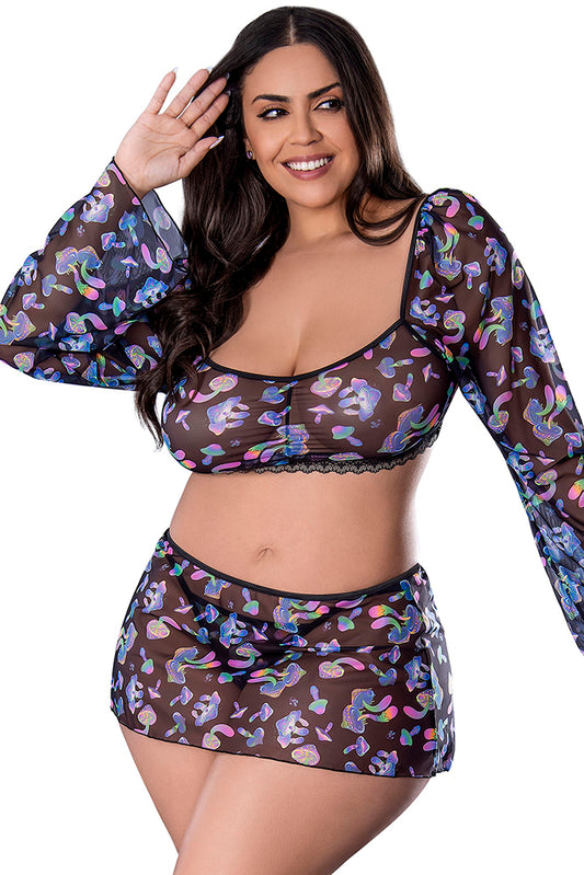 M376 Crop Top, Skirt & G-String Set
