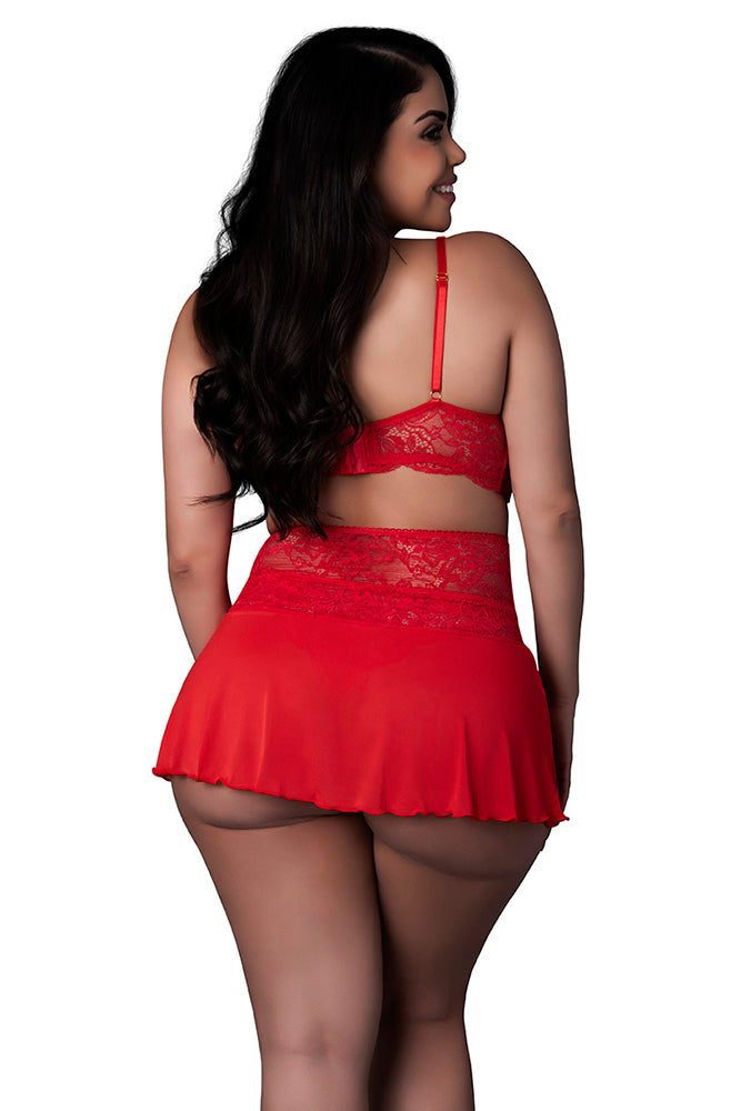 M397 Bralette, Cincher Skirt & Thong Set - Back View
