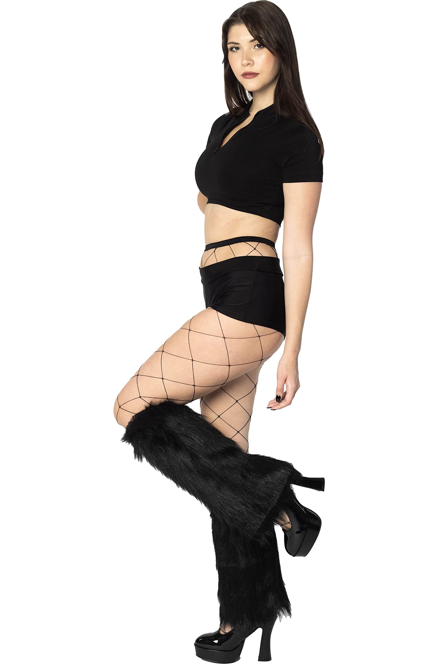 Women's Boot Cuff Cover for Party Costumes Furry Festival Leg Warmers, Black