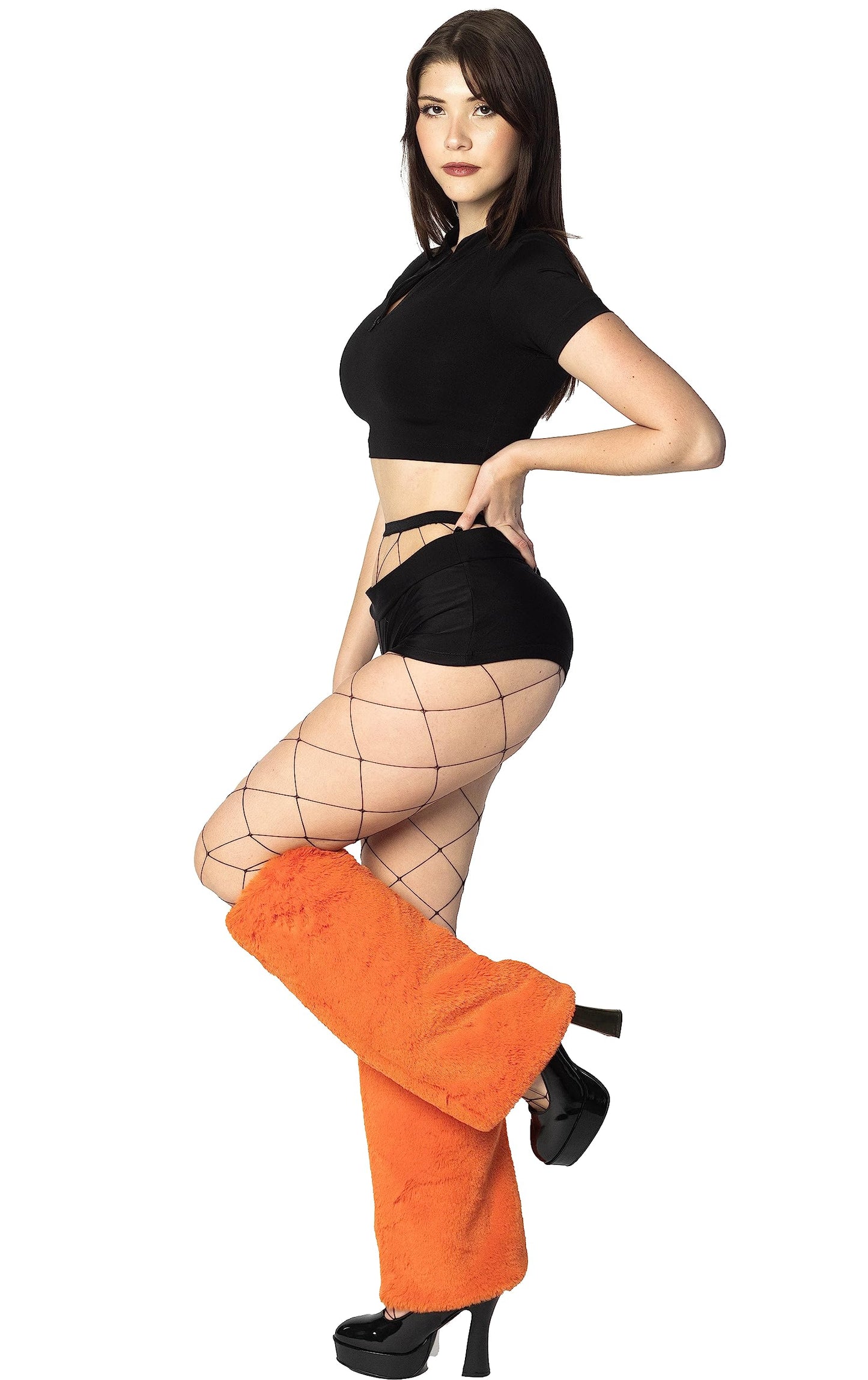 Women's Boot Cuff Cover for Party Costumes Furry Festival Leg Warmers, Neon Orange