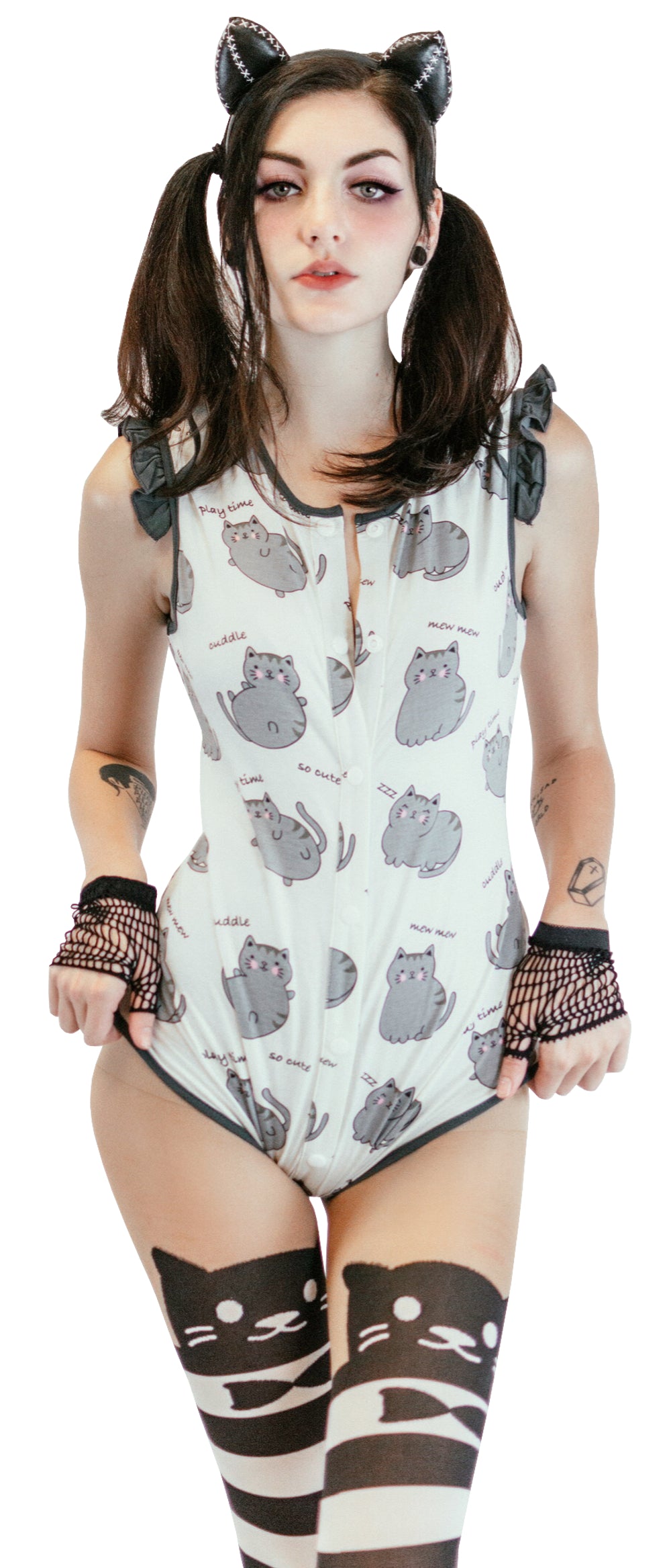 Button Front Little Meow Meow(Kitty)