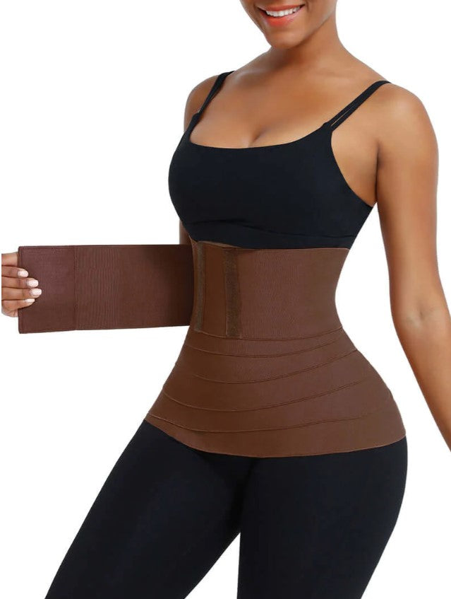 Tummy Wrap Compression Band Black Latex Waist Trimmer Trainer Belt
