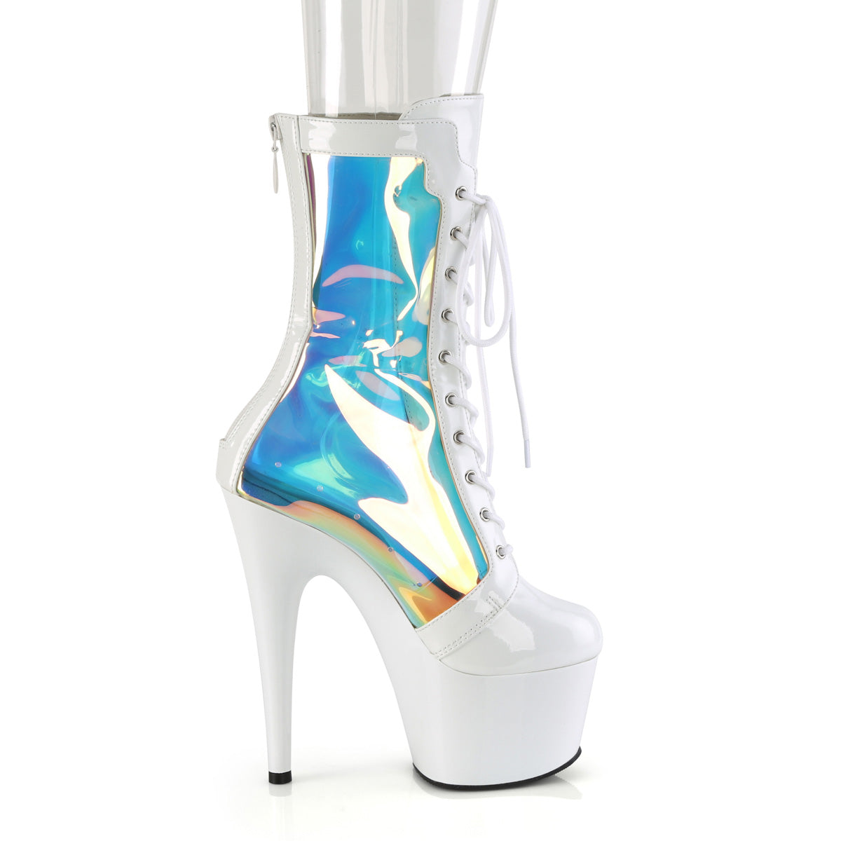 ADORE-1047 *7" Heel, 2 3/4" PF Lace-Up Front Anke Boot, Back Zip