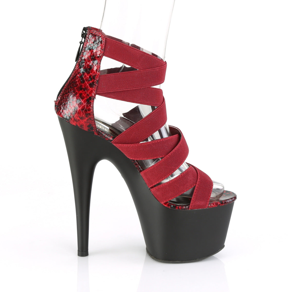ADORE-748SP *7" Heel, 2 3/4" PF Close Back Criss Cross Sandal, Back Zip