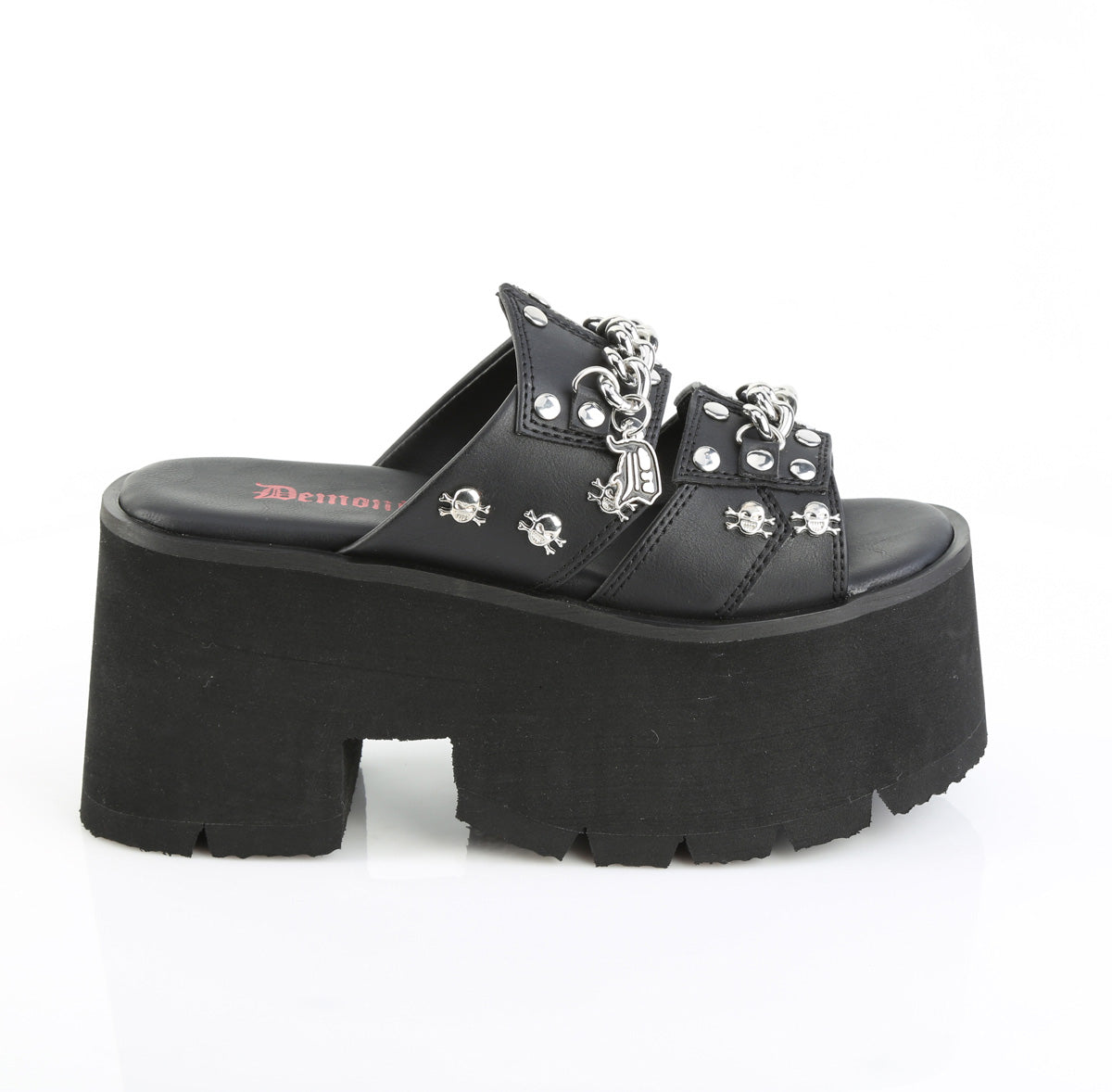 ASHES-08 3 1/2" Chunky Heel, 2 1/4" Cut Out PF Slide Sandal