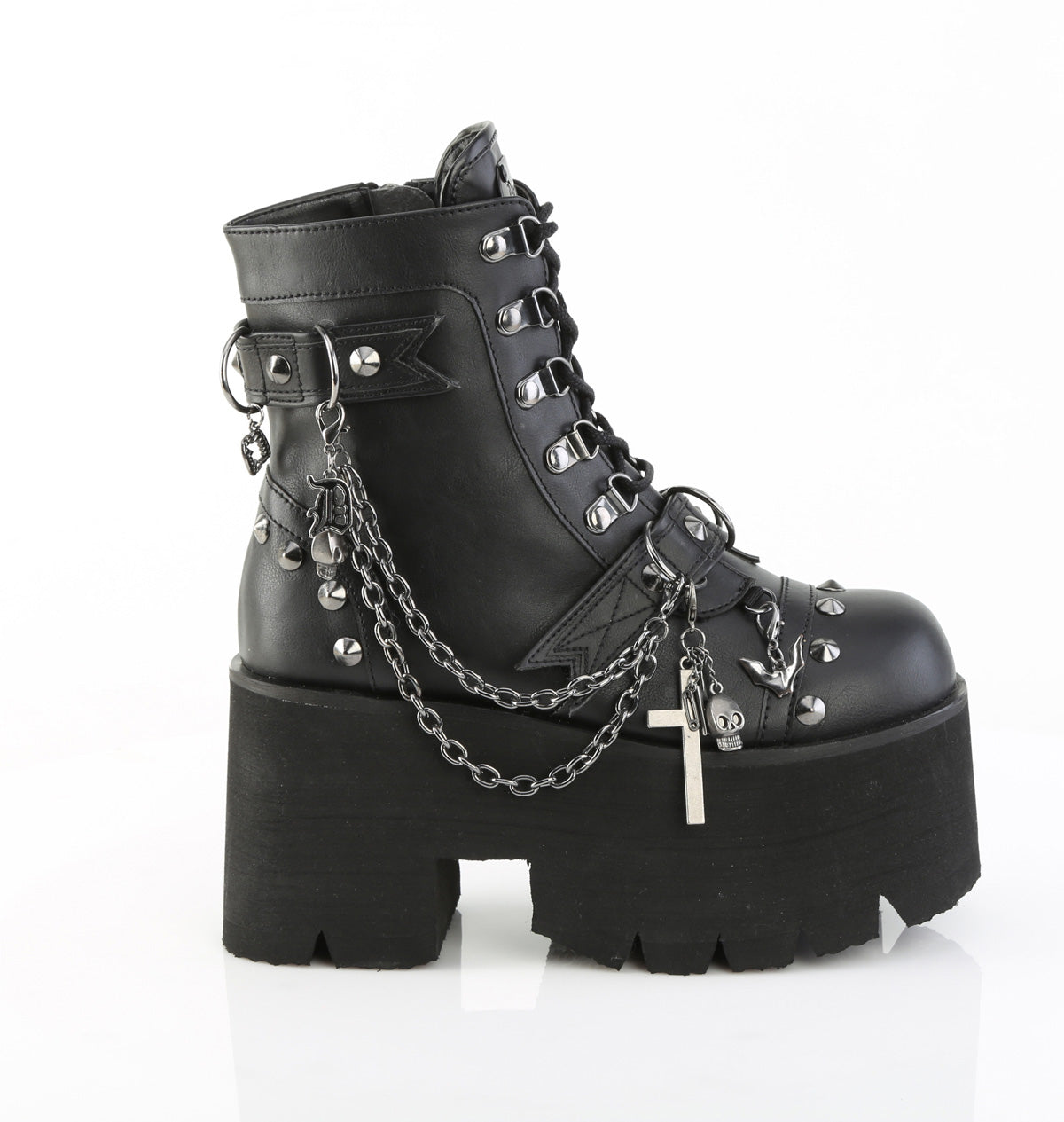 ASHES-52 3 1/2" Chunky Heel, 2 1/4" PF Lace-Up Ankle BT, Side Zip