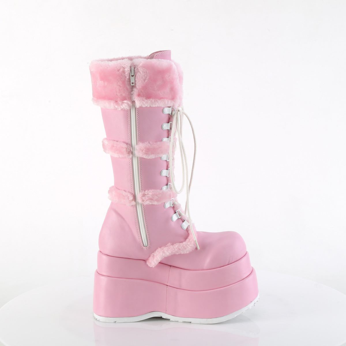 BEAR-202 *4 1/2" Tiered PF Lace-Up Mid-Calf Boot, Side Zip