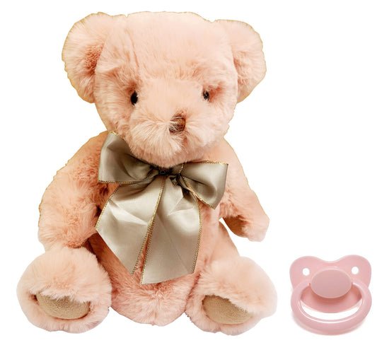 Pacifier Stuffie Animal Plush Kiss The Bear Pacifier Holder