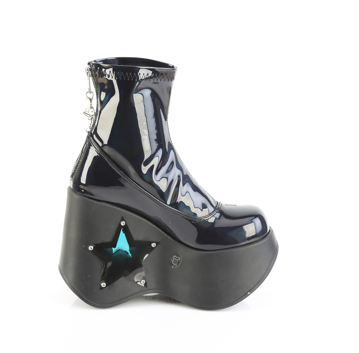 BLAZE-108 5" Star Cutout Platform Wedge Ankle Boot, Back Zip