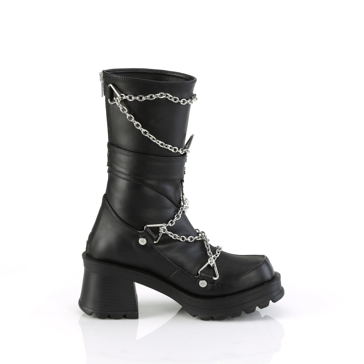 BRATTY-120 **2 3/4" Heel, 1" Platform Mid-Calf Boot, Back Zip