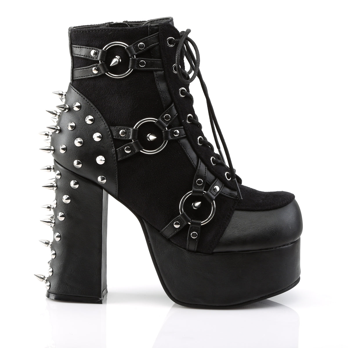 CHARADE-100 4 1/2" Heel, 2" PF Lace-Up Front Ankle Boot w/ Studs