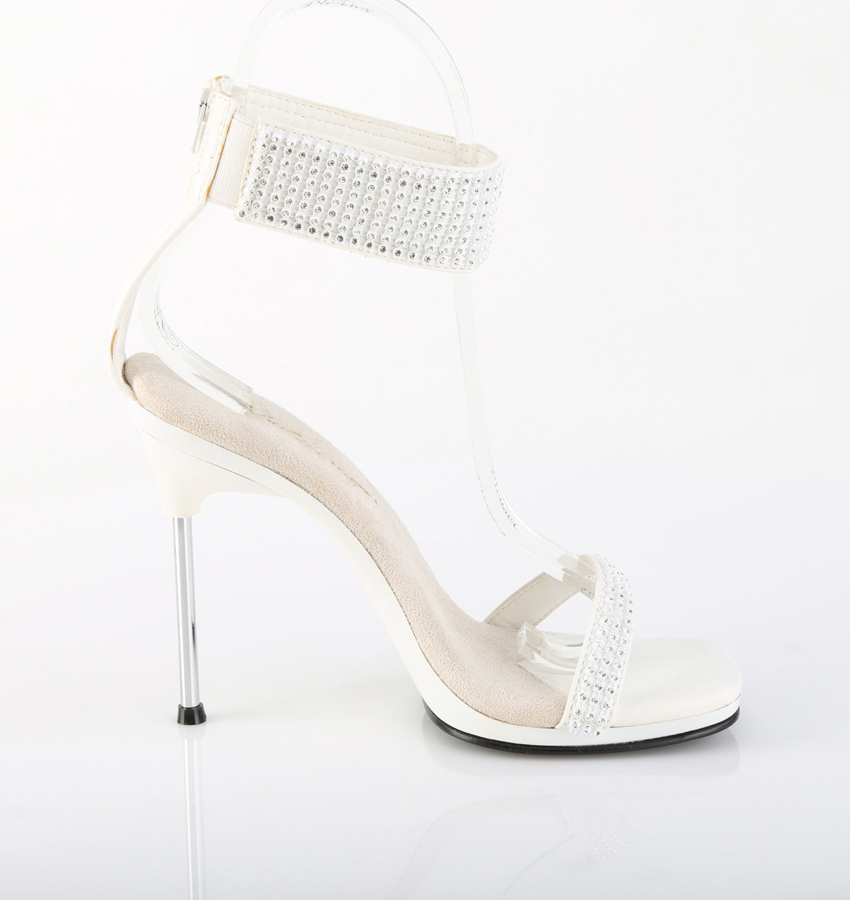 CHIC-40 4 1/2" Heel, 1/4" PF Ankle Strap Sandal w/RS, Back Zip