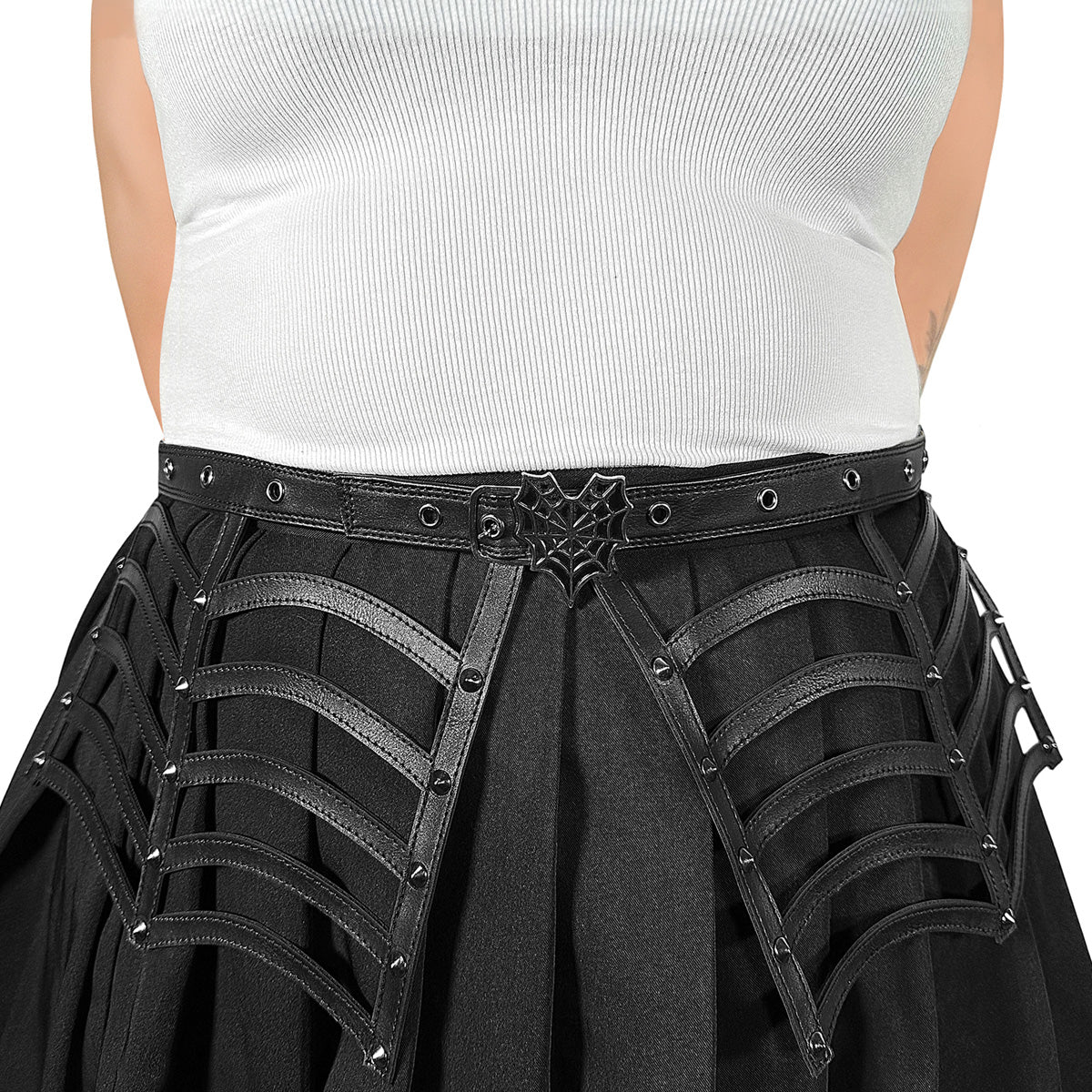 DA-315-LXL Faux Leather Spiderweb Cut Out Belt