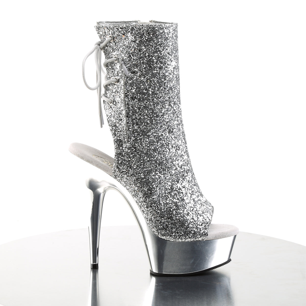 DELIGHT-1018G *6" Heel, 1 3/4" PF Open Toe/Heel Ankle Boot, Side Zip