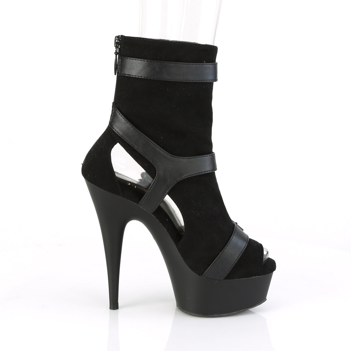 DELIGHT-1037 *6" Heel, 1 3/4" PF Peep Toe Ankle Boot, Back Zip