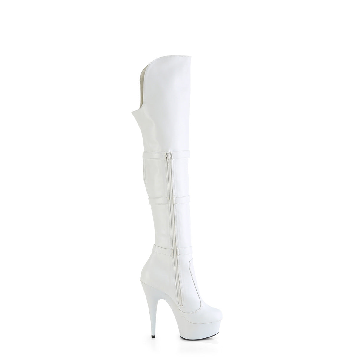 DELIGHT-3018 *6" Heel, 1 3/4" PF Triple Buckle Strap OTK Boot, Side Zip
