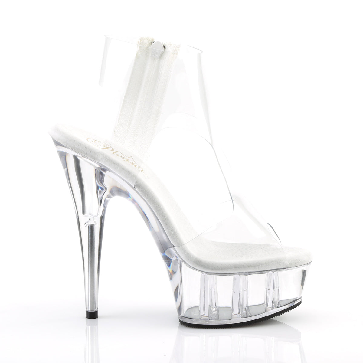 DELIGHT-633 *6" Heel, 1 3/4" PF T-Strap Bootie Sandal, Back Zip