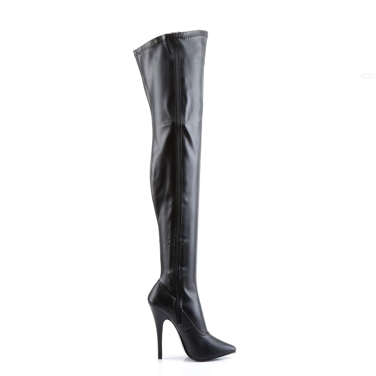 DOMINA-3000 6" Plain Stretch Thigh Boot, Side Zip