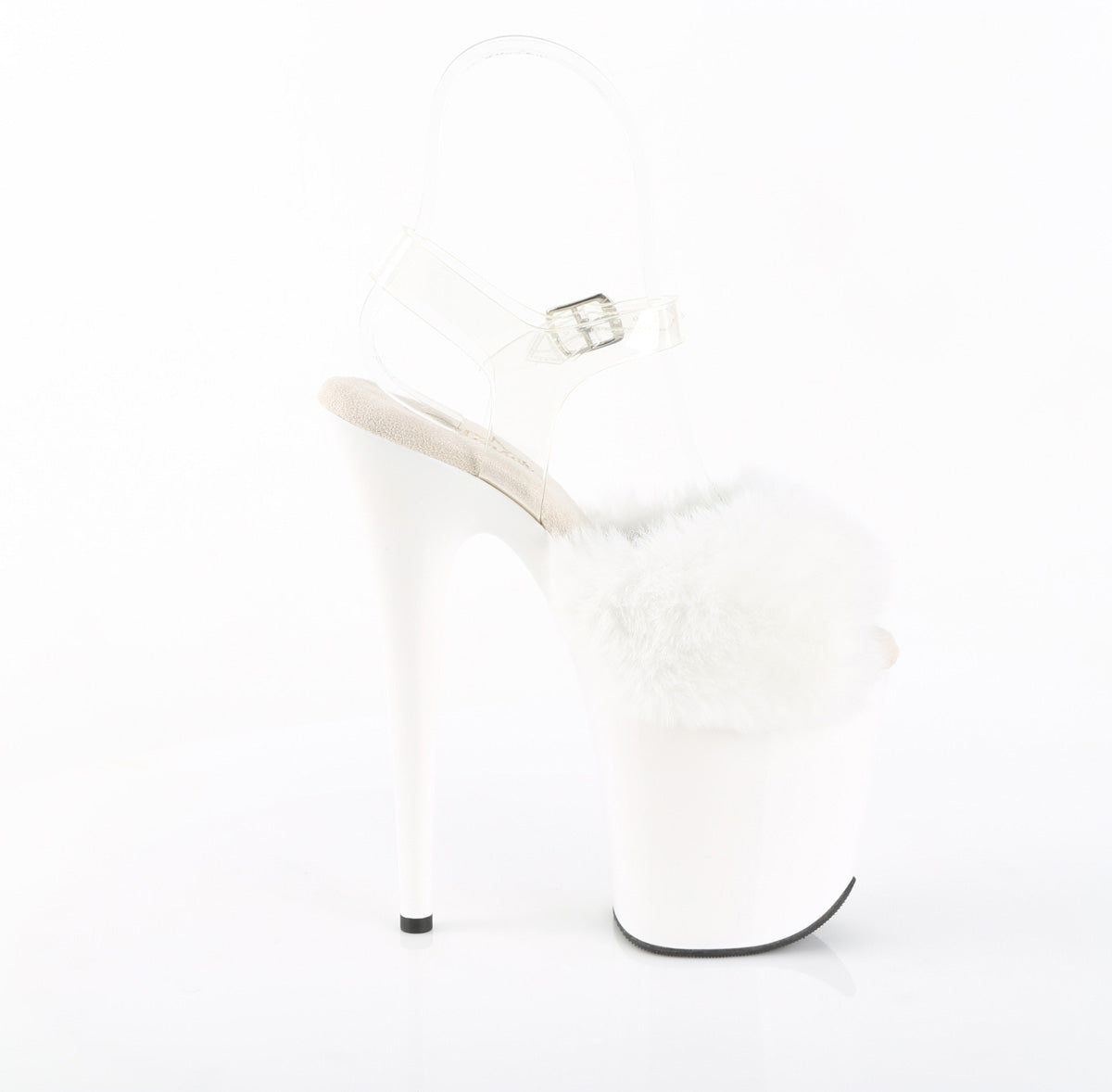 FLAMINGO-808FUR 8" Heel, 4" PF Ankle Strap Sandal w/ Fur Upper