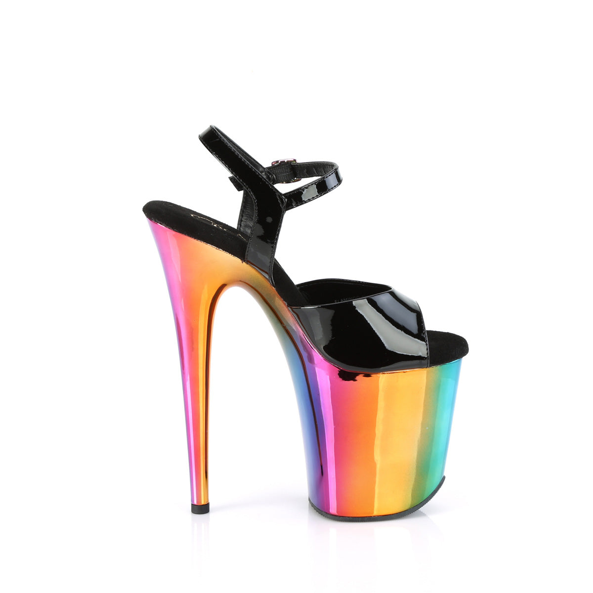 FLAMINGO-809RC *8" Heel, 4" Chrome Plated PF Ankle Strap Sandal