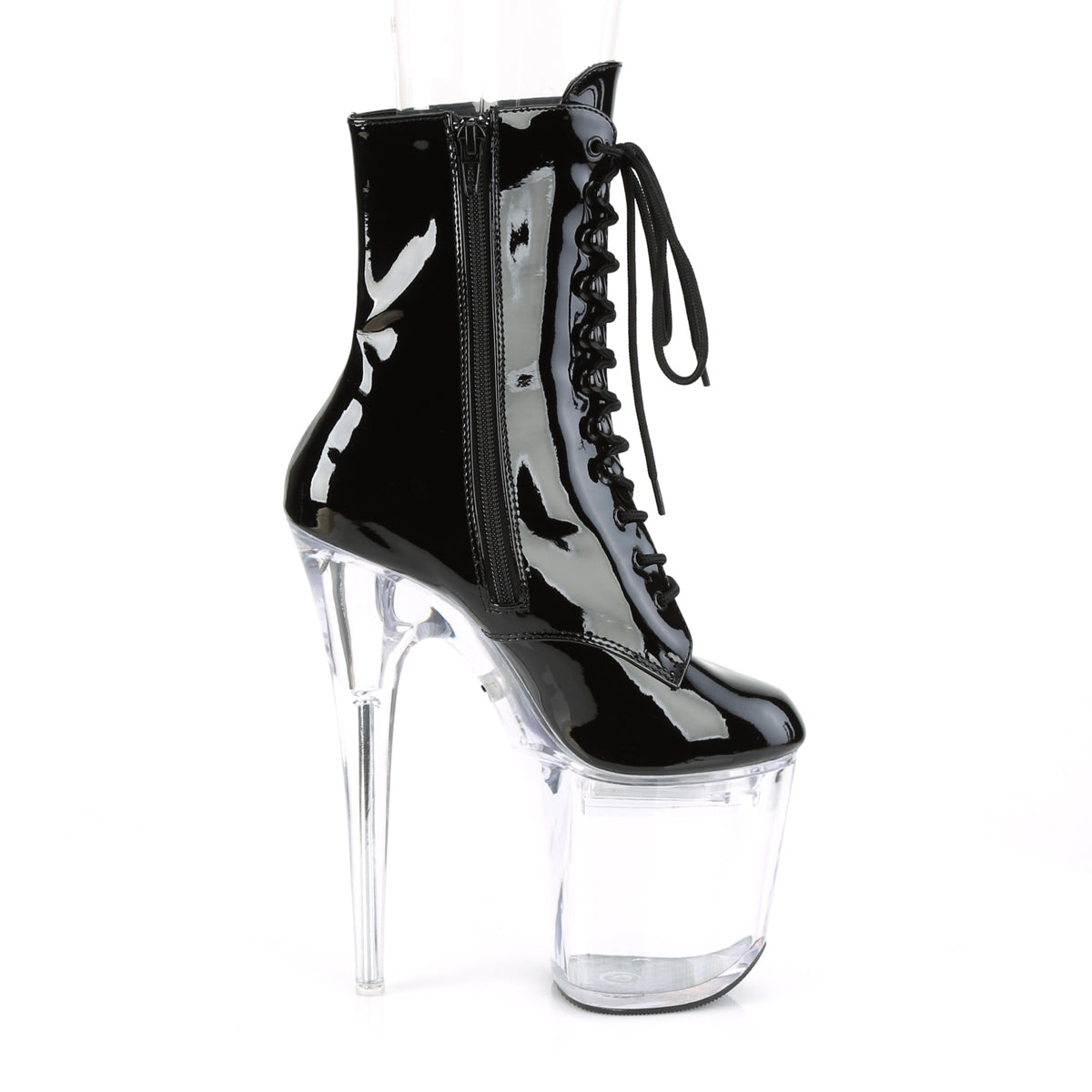 FLASHDANCE-1020-8 8" Heel, 4" PF LED Illuminated Ankle Boot, Side Zip