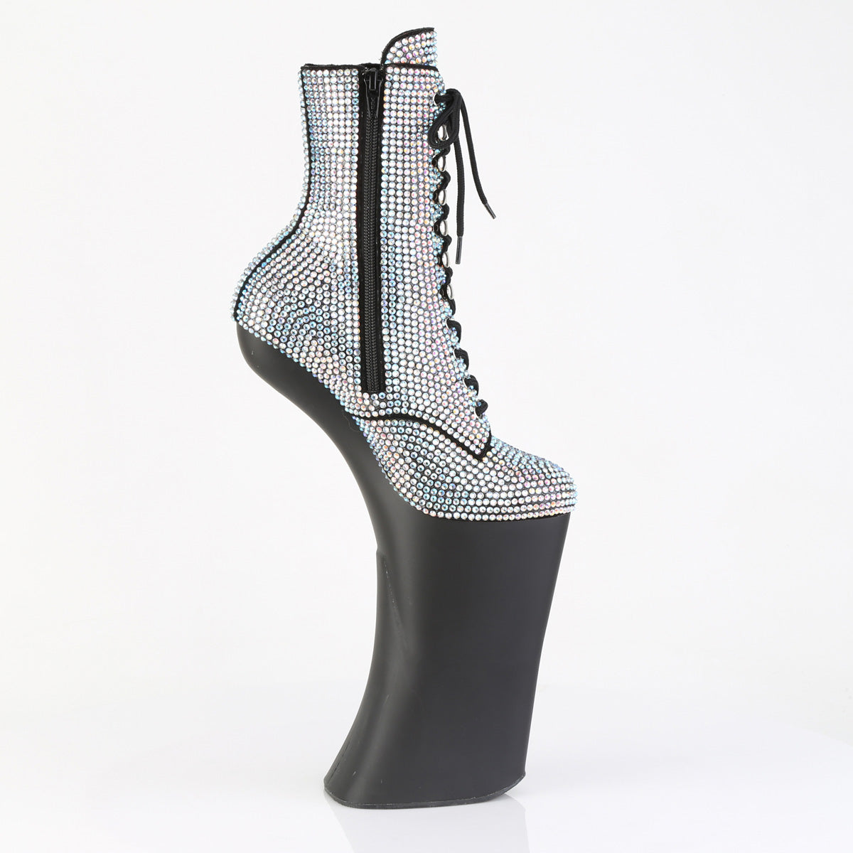 FORBIDDEN-1020RS 11" Heelless, 6 1/4" PF RS Embellished Ankle Boot, Side Zip