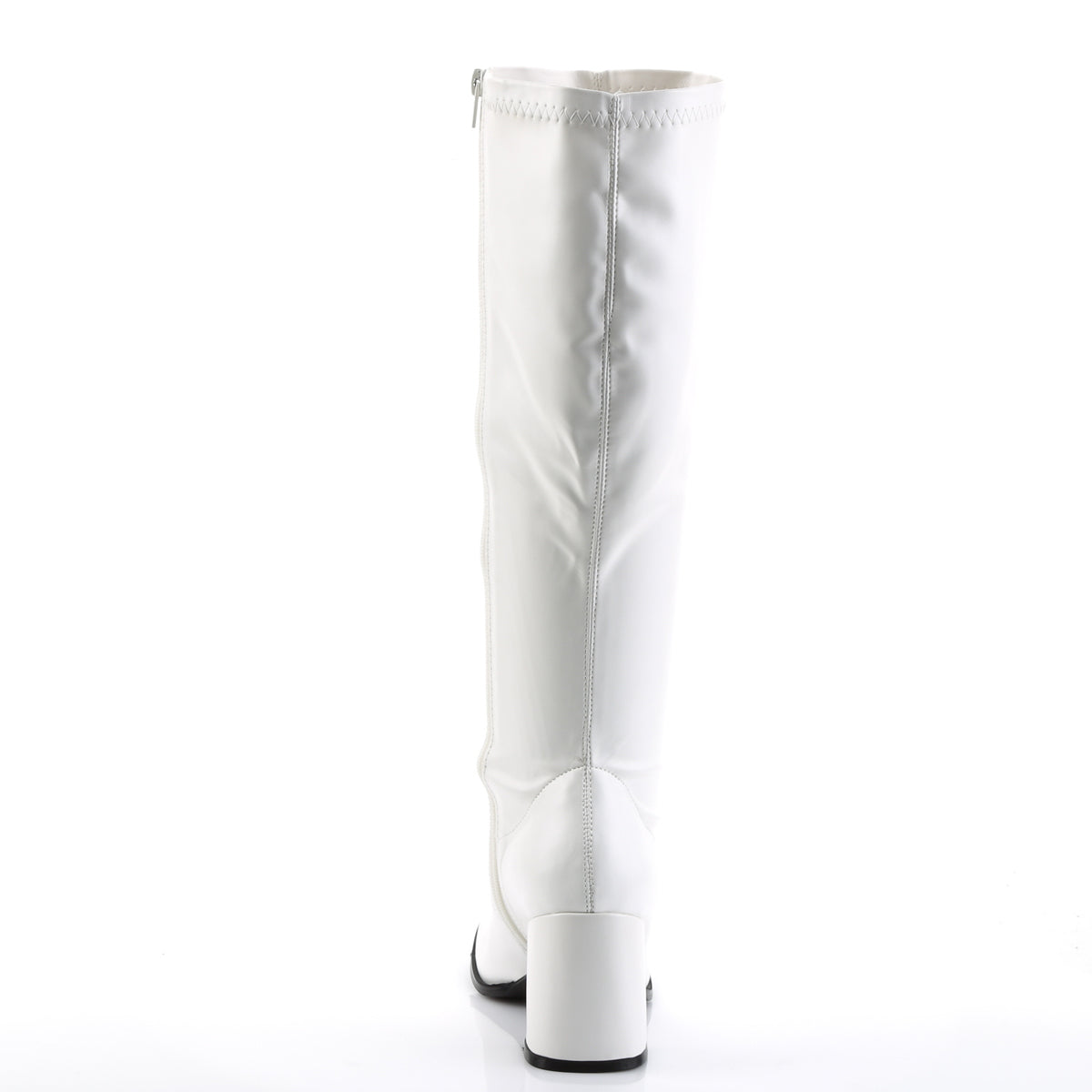 (Used) Funtasma GOGO-300WC 3" Block Heel Wide Width, Plus Size Boot, Side Zip, Wht Str Pu, 9