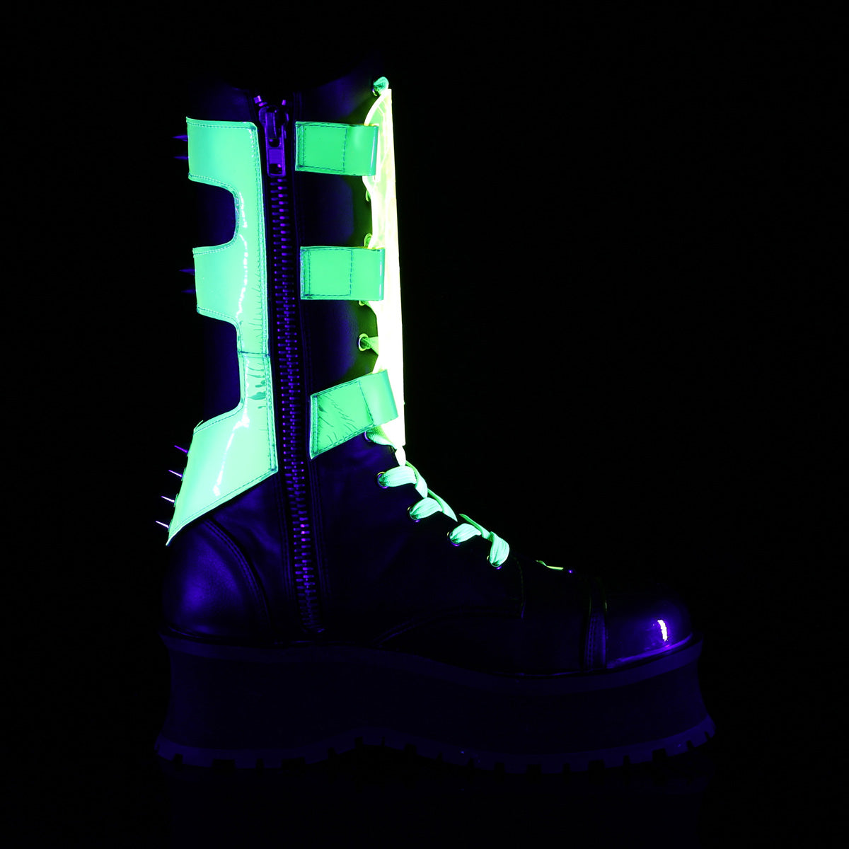 GRAVEDIGGER-255 **2 3/4" Platform Lace-Up Mid Calf Boot, Inside Zip