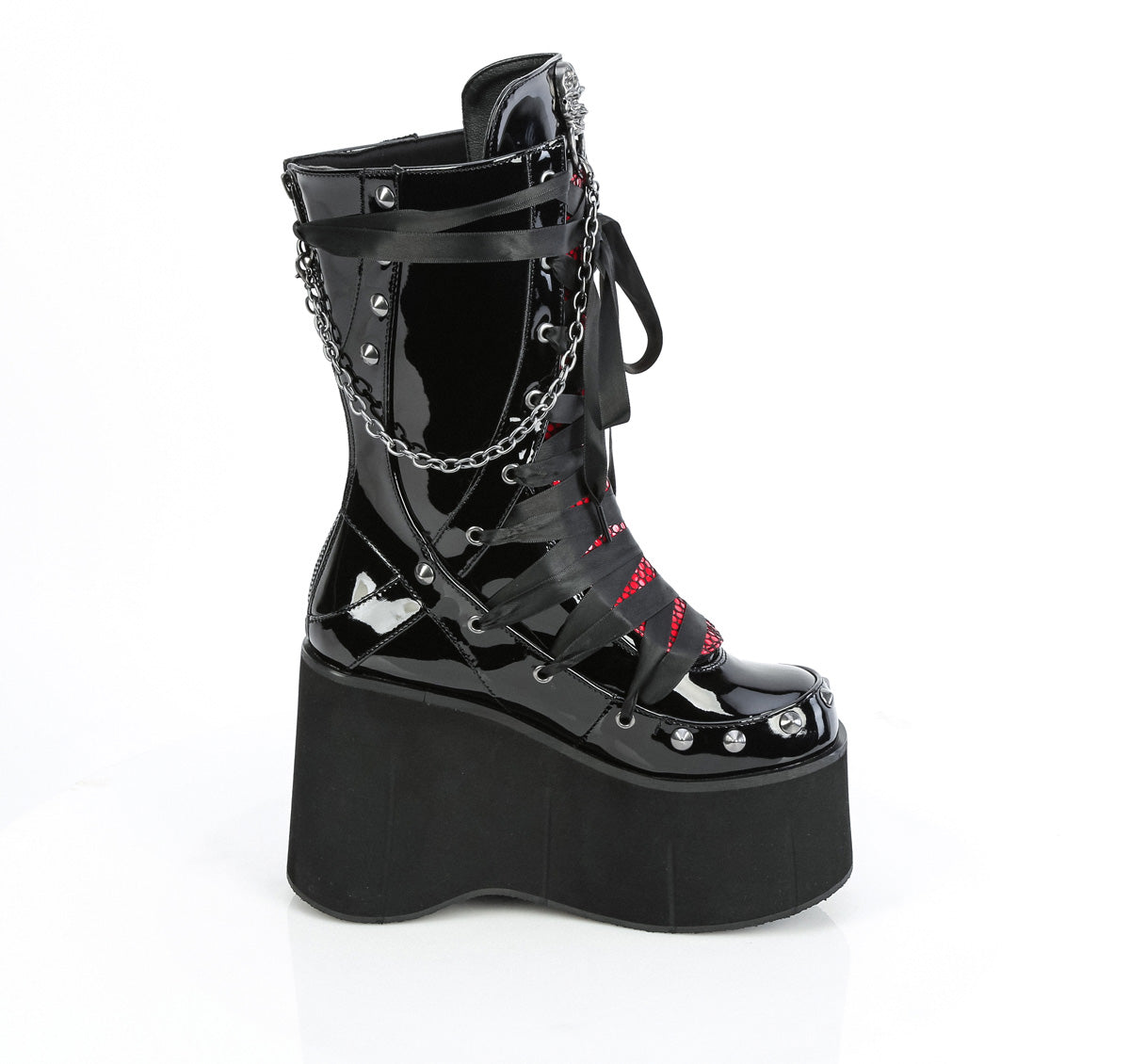 KERA-121 4 1/2" Platform Lace-Up Mid-Calf Boot, Back Zip