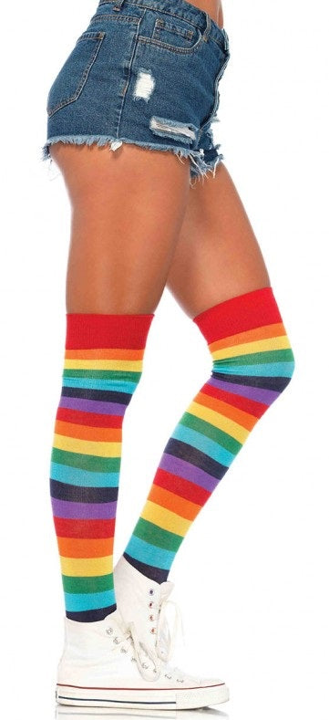 Lycra Acrylic Rainbow Thigh High