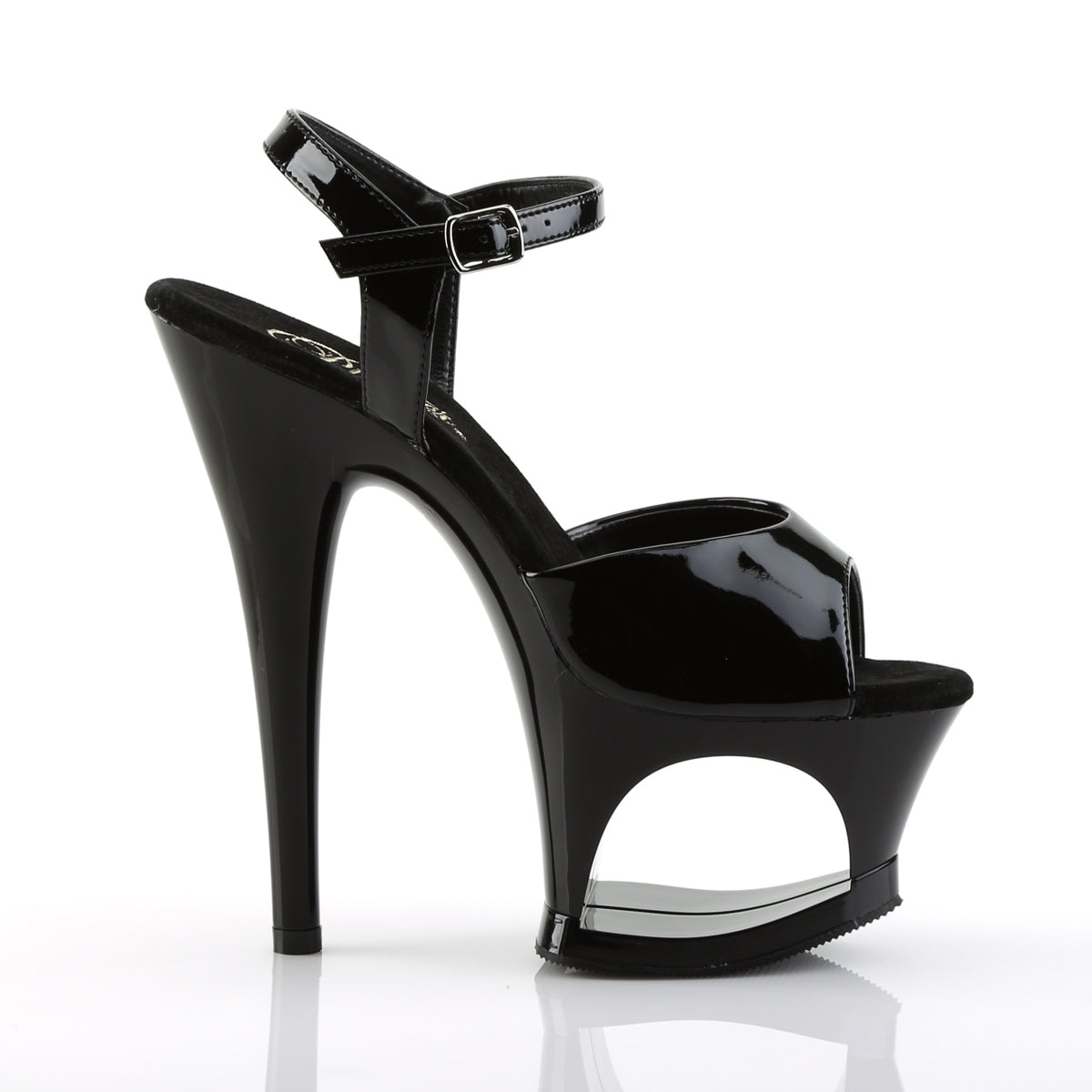 MOON-709 *7" Heel, 2 3/4" Cut-Out PF Ankle Strap Sandal