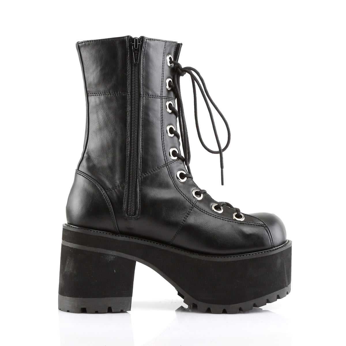 RANGER-301 3 3/4" Block Heel Goth Punk Gogo Calf BT w/ Zipper
