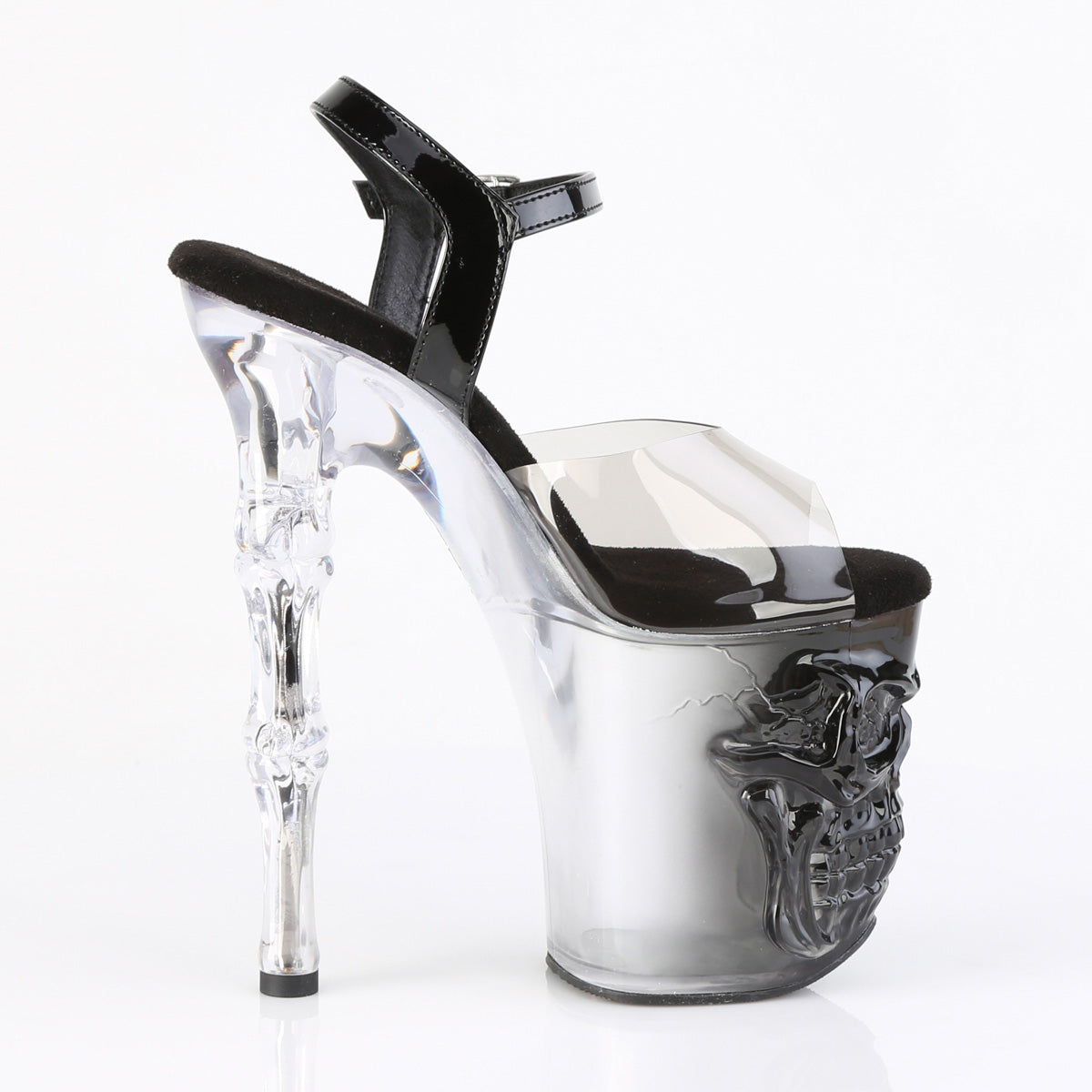 RAPTURE-808T-1 8" Finger Bone Heel, 4" Skull PF Ombre Ankle Strap Sandal