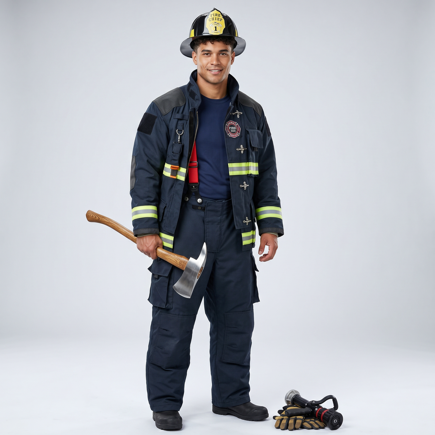 Adult Firefighter Helmet Costume Accessory – Red Fire/Black Chief Hat