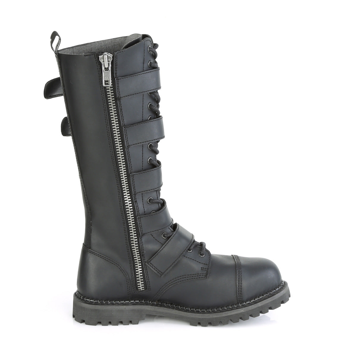 RIOT-18BK 18 Eyelet Unisex Steel Toe Knee Boot, Rubber Sole