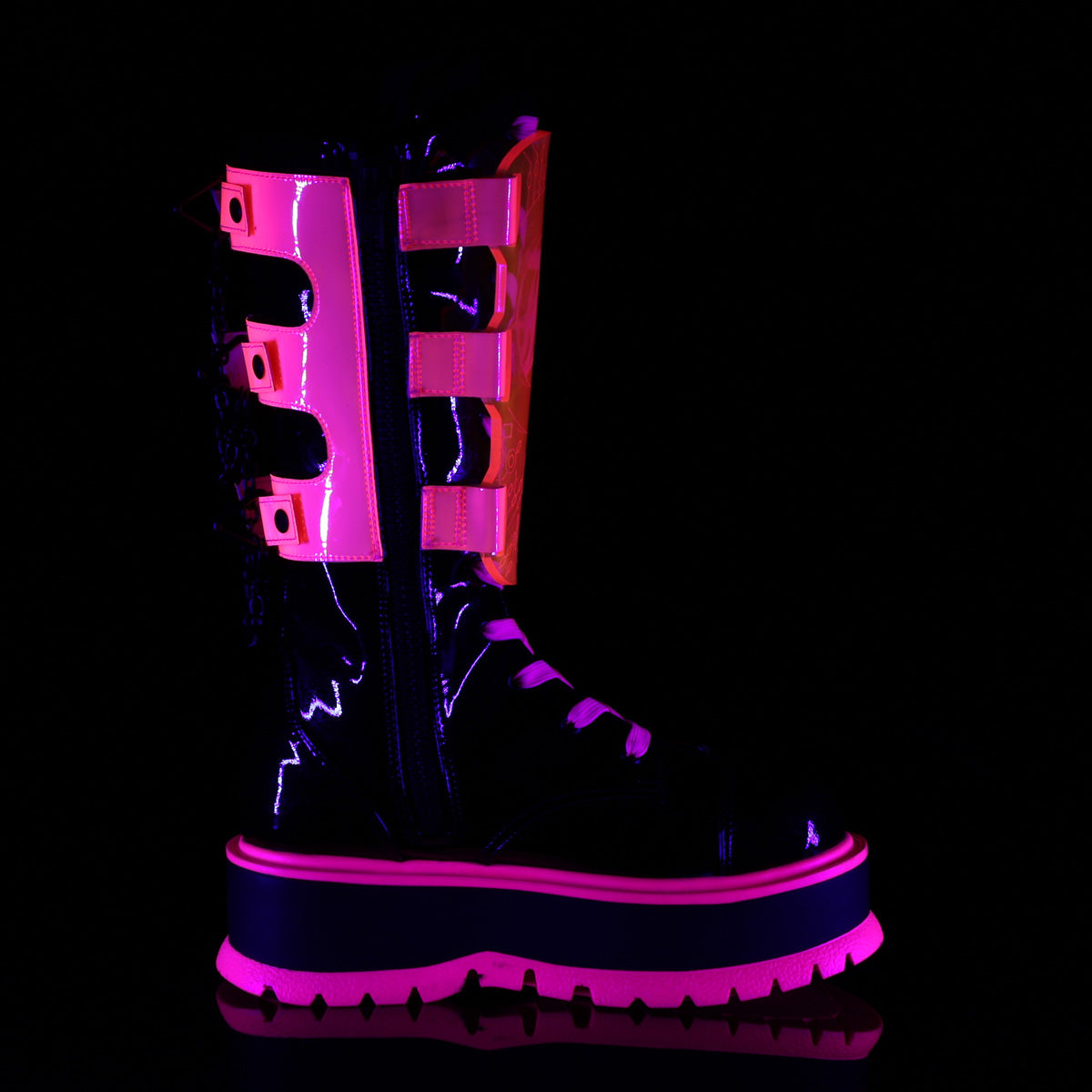 SLACKER-156 *2" PF Lace-Up Mid-Calf Boot, Metal Side Zip