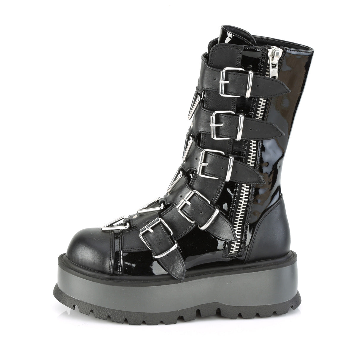 (Used) SLACKER-160 2" PF Mid-Calf Boot with 5 Buckle Straps Outside Zip, Size 6