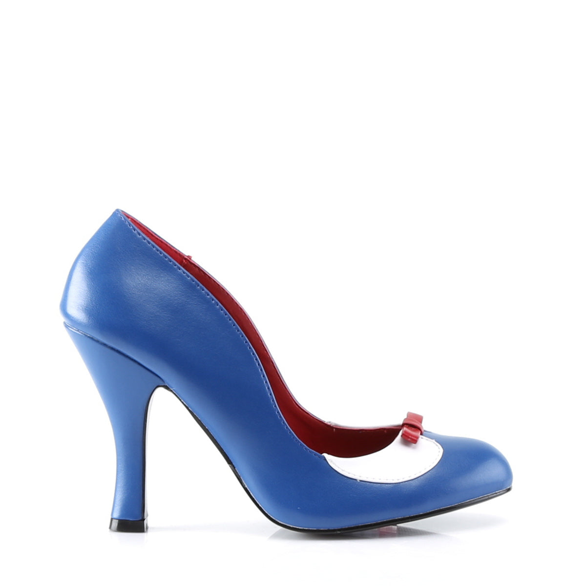 SMITTEN-05 *4" Heel Two-Tone Pump W/ Peter Pan Collar & Mini Bow