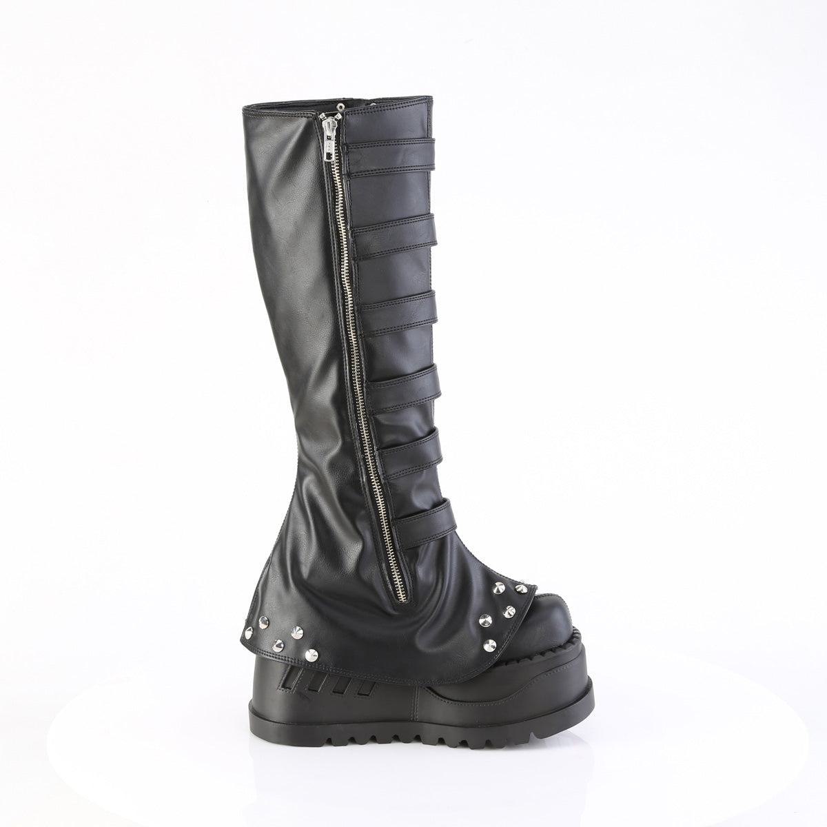 STOMP-223 4 3/4" Wedge PF STR Knee High Boot, Inside Zip
