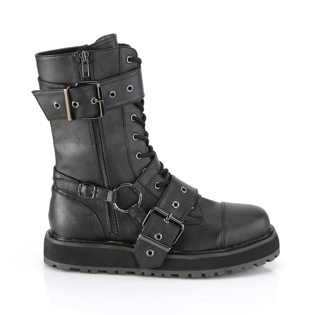 VALOR-220 1 1/2" Platform Lace-Up Mid-Calf Boot, Side Zip