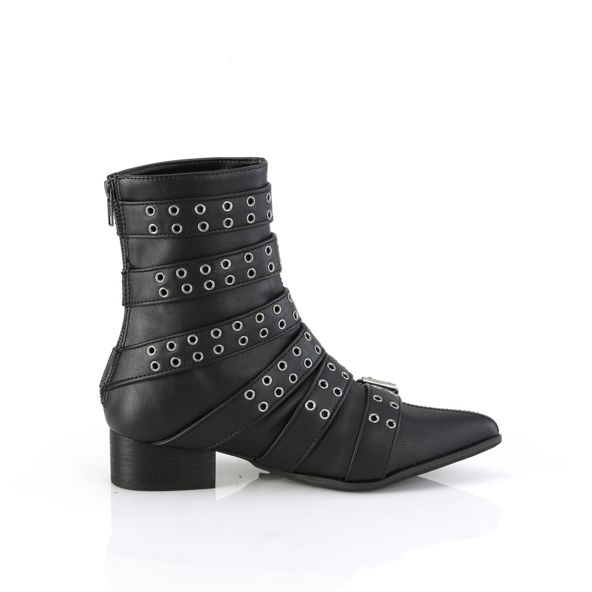 WARLOCK-70 *1 1/2" Block Heel Pointed Toe Calf High Boot, Back Zip