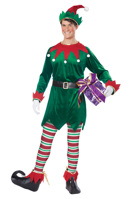 California Costume Christmas Elf Adult Costume,(Used; no belt no package)