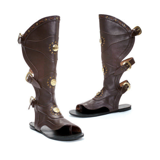 (Used) Ellie Shoes 031-DESTROYER Knee-High Flat Sandal, Brown, Medium