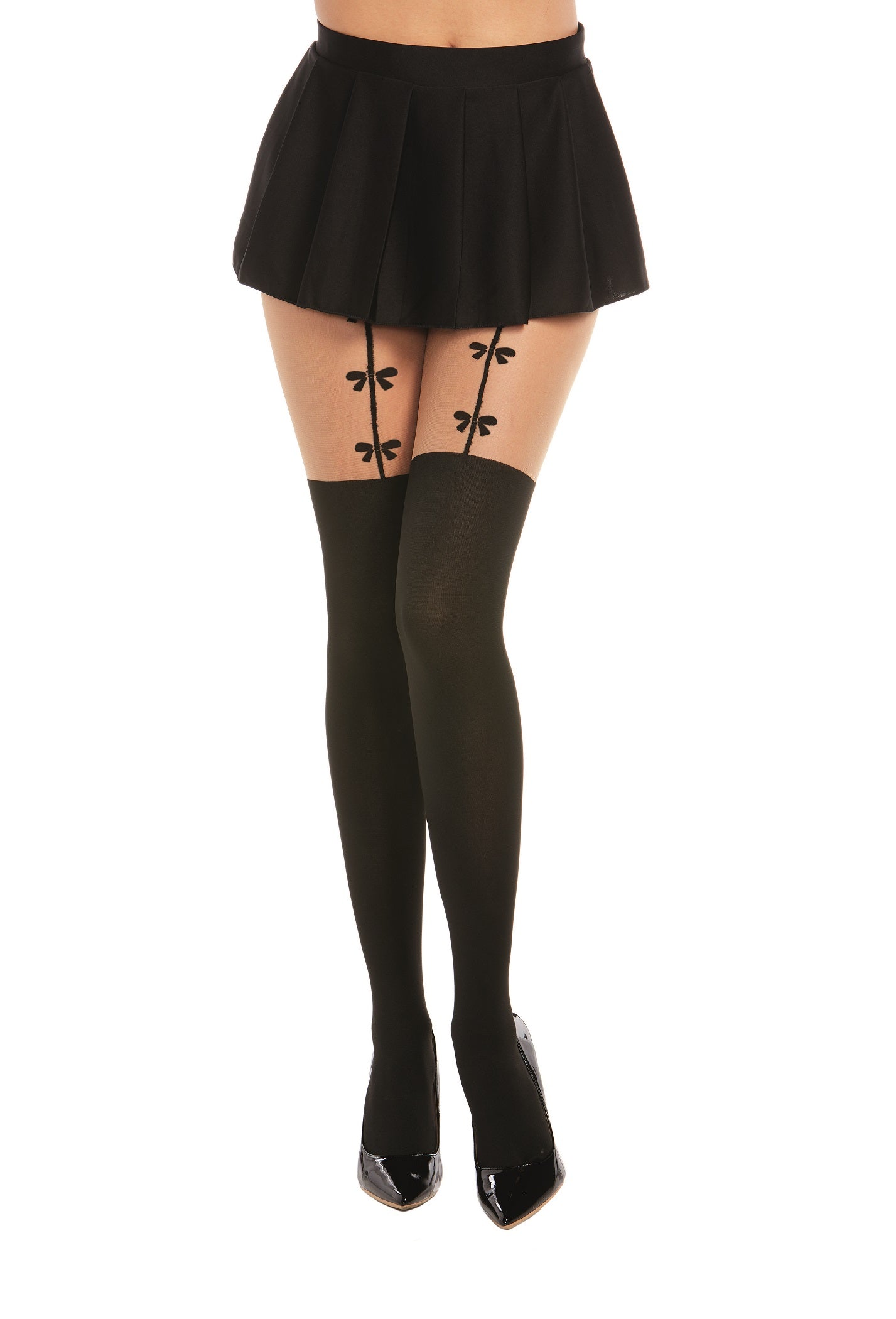 0370 Sheer Pantyhose With Bow & Garter