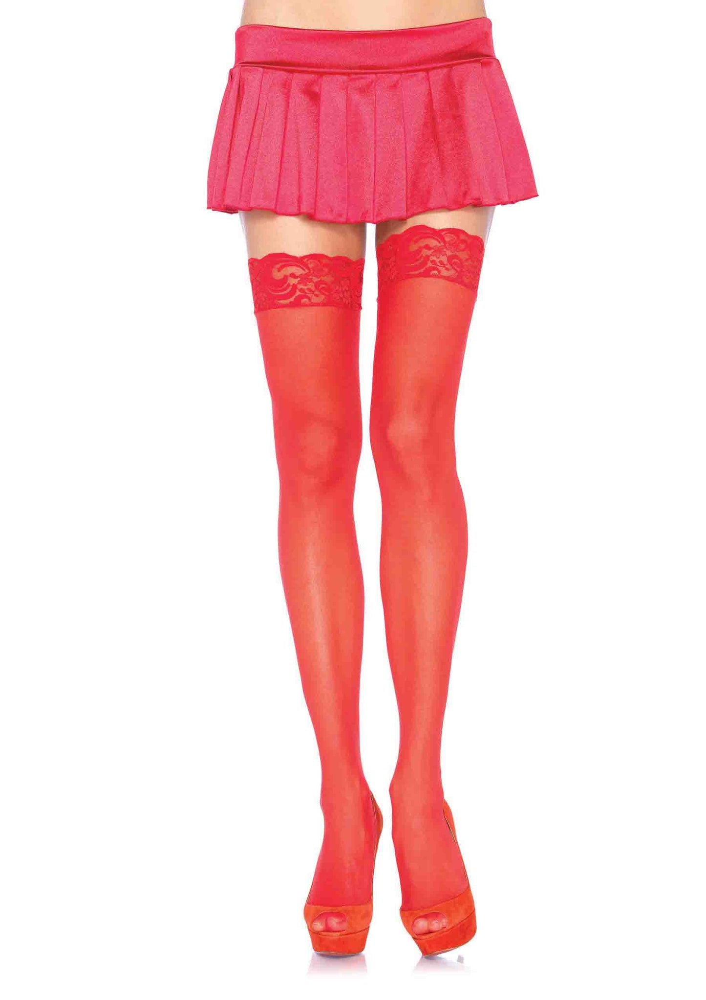 Nylon Sheer Thi-Hi with Lace Top