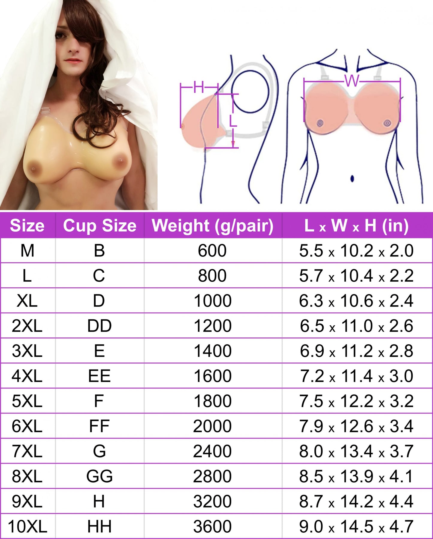 Envy Body Shop Silicone Suntanned No Bra Needed Breast Form