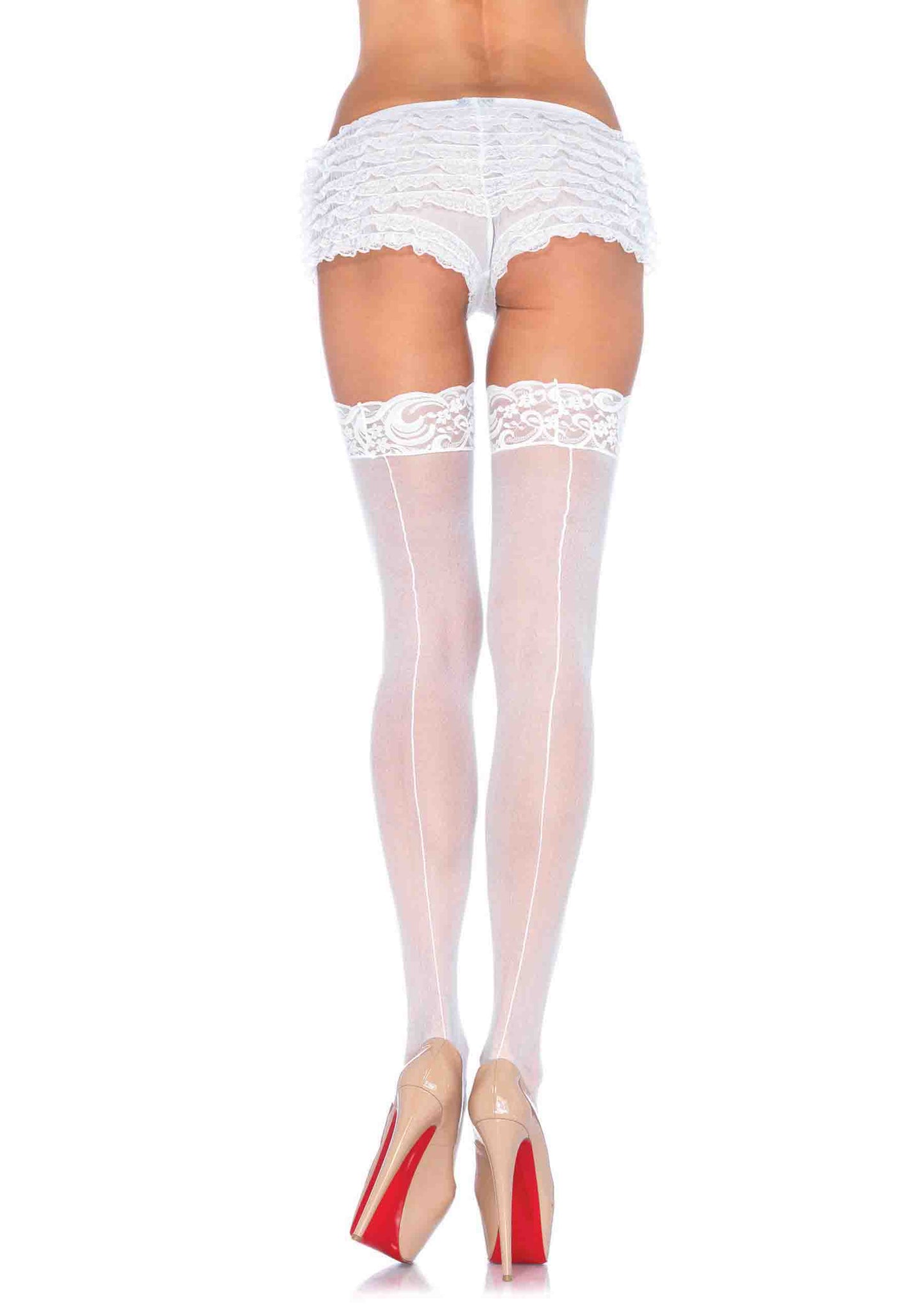 Sheer Stocking with Back Seam Lace Top